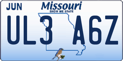 MO license plate UL3A6Z
