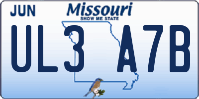 MO license plate UL3A7B