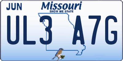 MO license plate UL3A7G