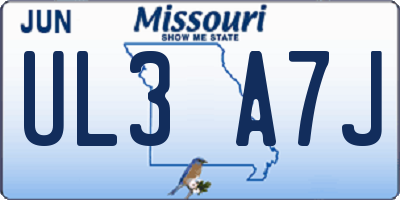 MO license plate UL3A7J
