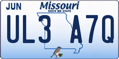 MO license plate UL3A7Q