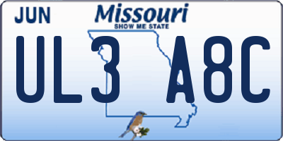 MO license plate UL3A8C