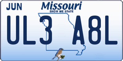 MO license plate UL3A8L