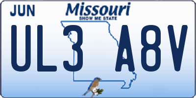 MO license plate UL3A8V
