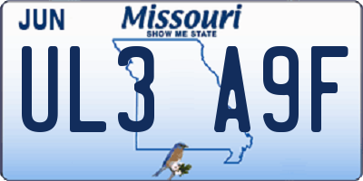 MO license plate UL3A9F