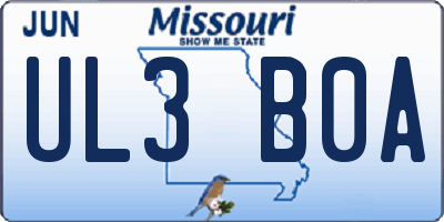 MO license plate UL3B0A