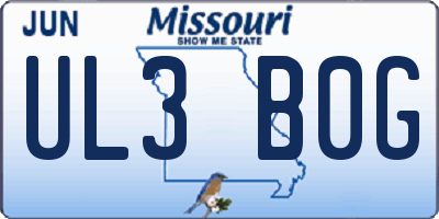 MO license plate UL3B0G