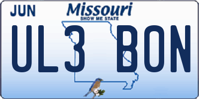 MO license plate UL3B0N