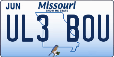 MO license plate UL3B0U
