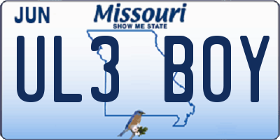 MO license plate UL3B0Y