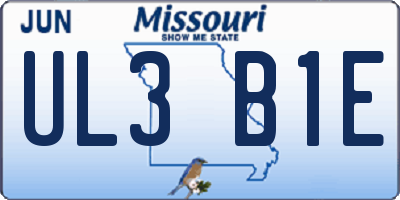 MO license plate UL3B1E