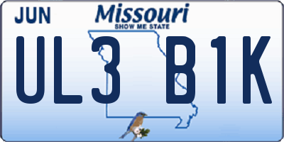 MO license plate UL3B1K