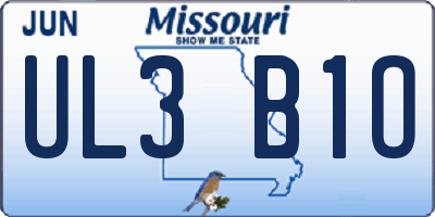 MO license plate UL3B1O