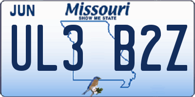 MO license plate UL3B2Z