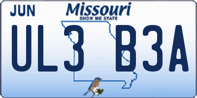MO license plate UL3B3A