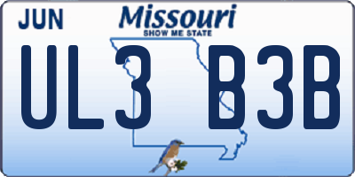 MO license plate UL3B3B