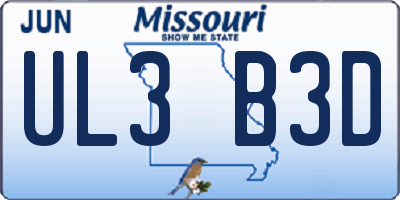 MO license plate UL3B3D