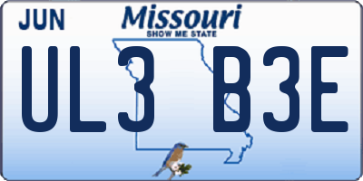MO license plate UL3B3E