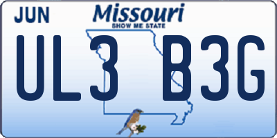 MO license plate UL3B3G