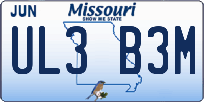 MO license plate UL3B3M
