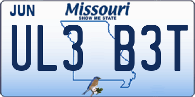 MO license plate UL3B3T