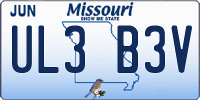 MO license plate UL3B3V