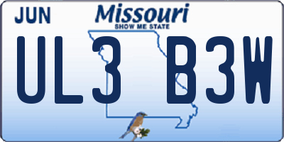 MO license plate UL3B3W