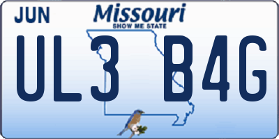 MO license plate UL3B4G