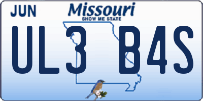 MO license plate UL3B4S