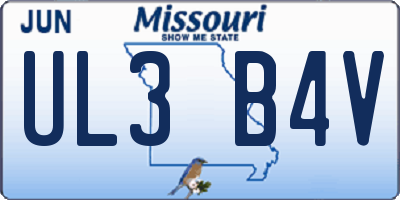 MO license plate UL3B4V