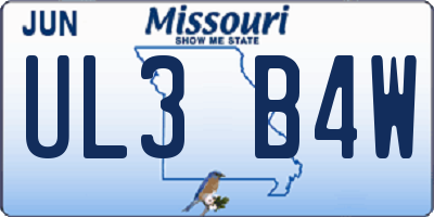 MO license plate UL3B4W