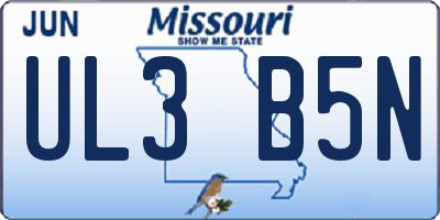 MO license plate UL3B5N