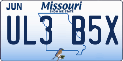 MO license plate UL3B5X