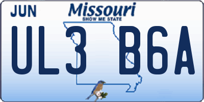 MO license plate UL3B6A