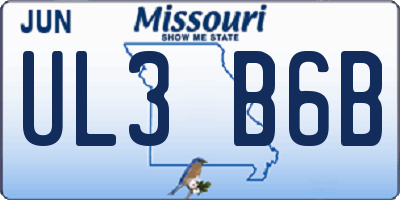 MO license plate UL3B6B