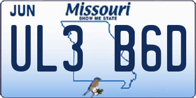 MO license plate UL3B6D