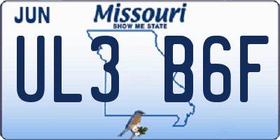 MO license plate UL3B6F