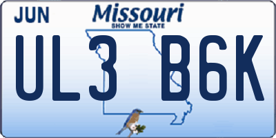 MO license plate UL3B6K