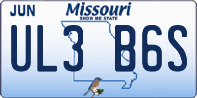 MO license plate UL3B6S