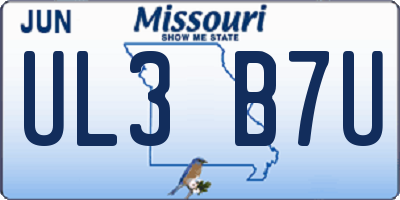 MO license plate UL3B7U