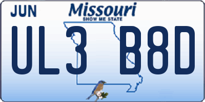MO license plate UL3B8D