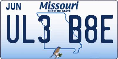 MO license plate UL3B8E