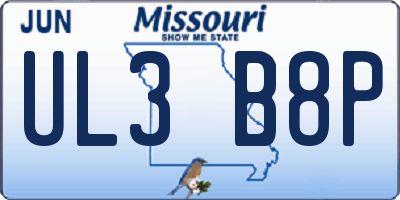 MO license plate UL3B8P
