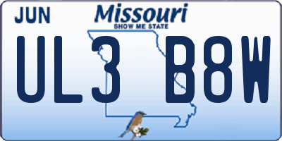 MO license plate UL3B8W