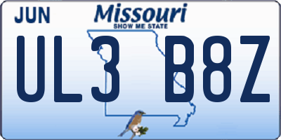 MO license plate UL3B8Z