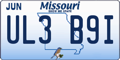 MO license plate UL3B9I