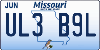 MO license plate UL3B9L