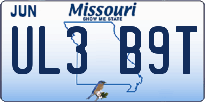 MO license plate UL3B9T