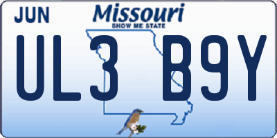 MO license plate UL3B9Y