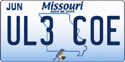 MO license plate UL3C0E